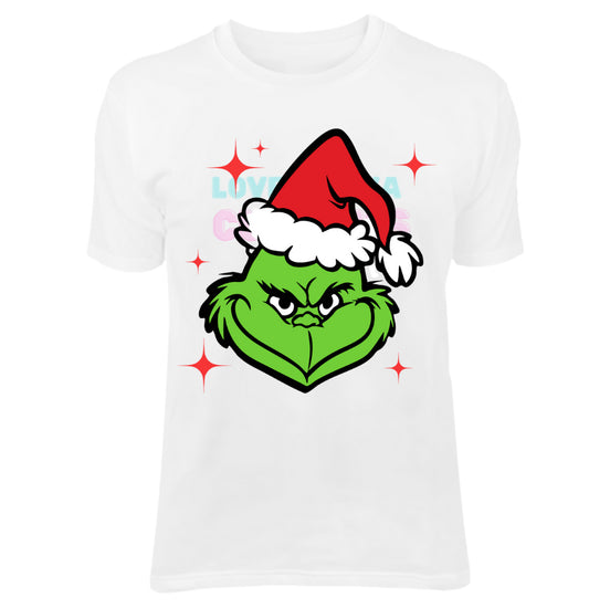 Red Grinch face DTF transfer